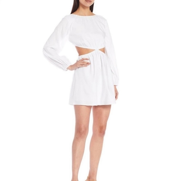 Gianni Bini Cora V-Neck Long Sleeve Cut-Out Mini A-Line Dress - Picture 3 of 8